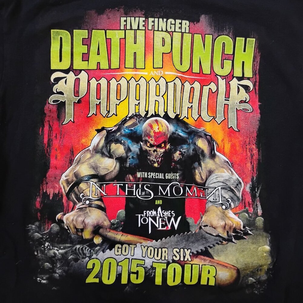 Five Finger Death Punch Papa Roach Got Your Six 2015 Tour T-Shirt